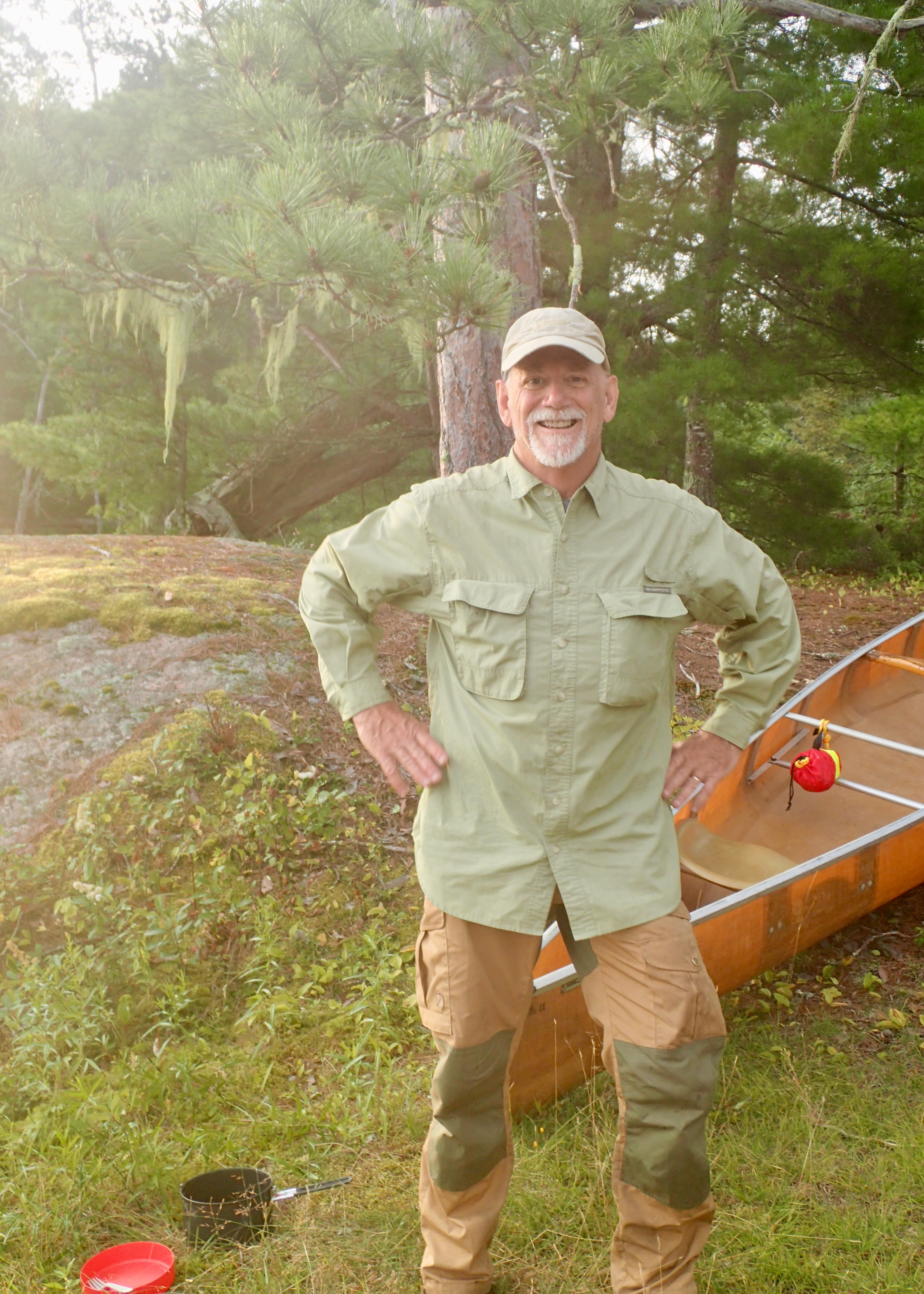 Royce and canoe. Camp on Moose Bay of Basswood River 2025-08-08 06:56