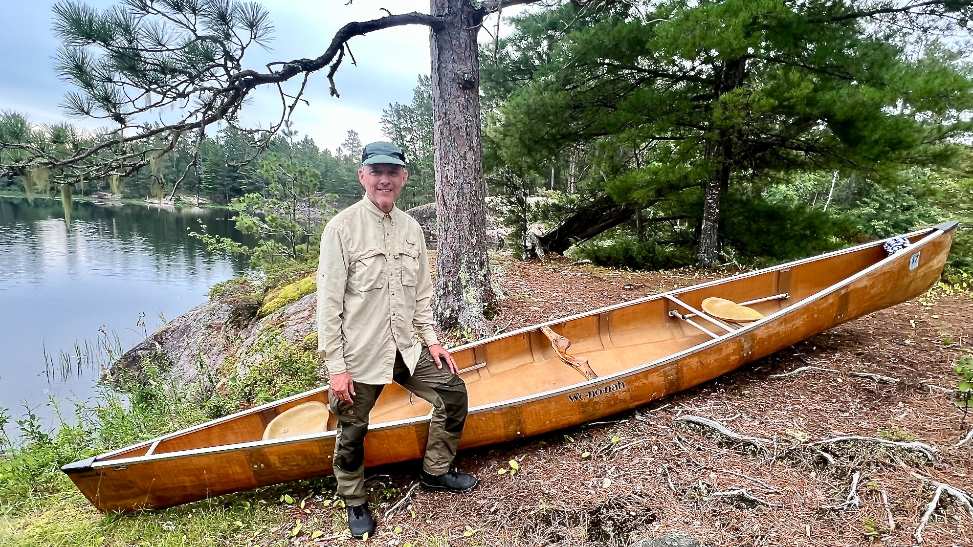 Ben and canoe. Camp on Moose Bay of Basswood River 2025-08-08 07:39