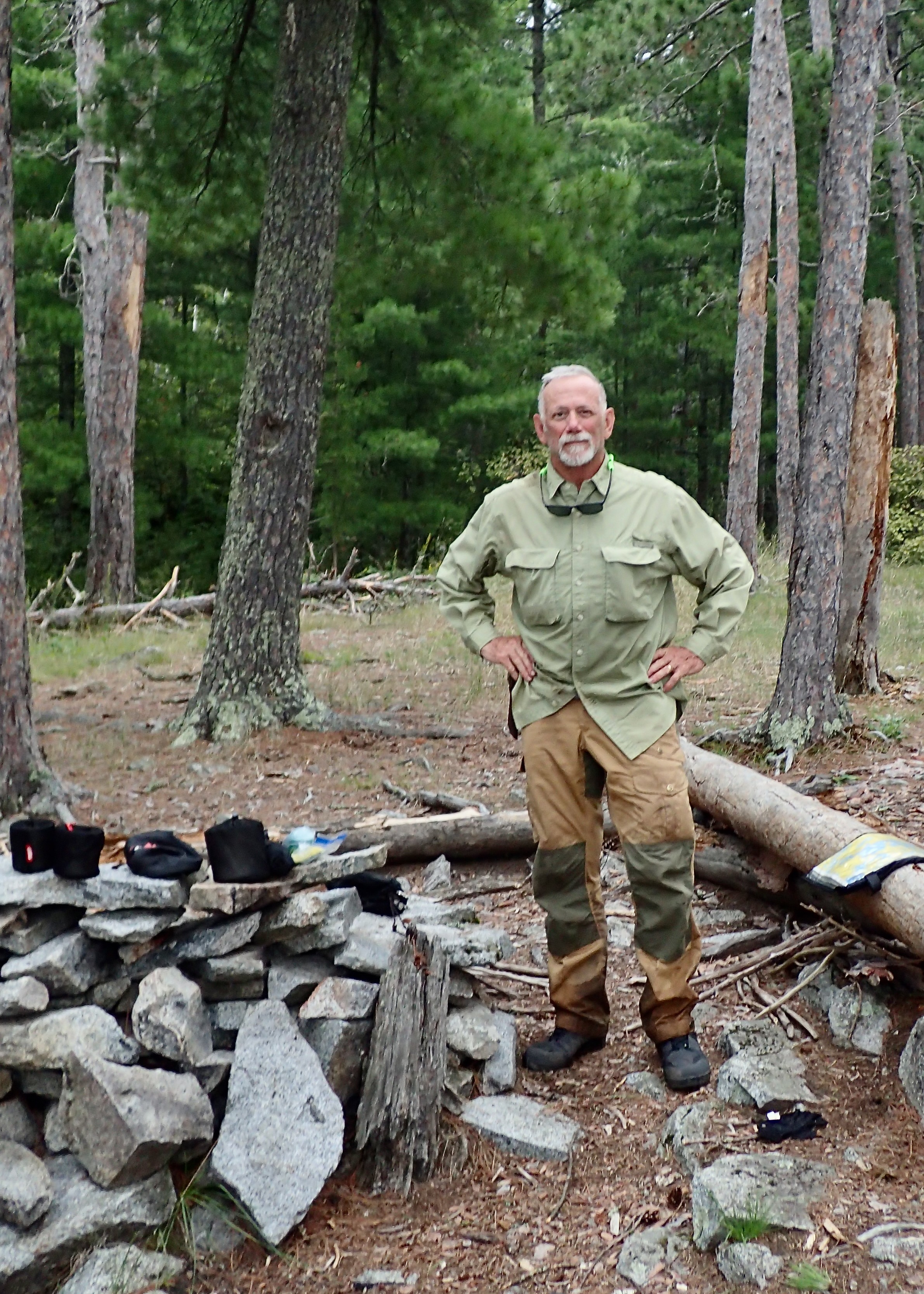 Royce in camp on Canadian Point of Basswood Lake 2025-08-08 19:15