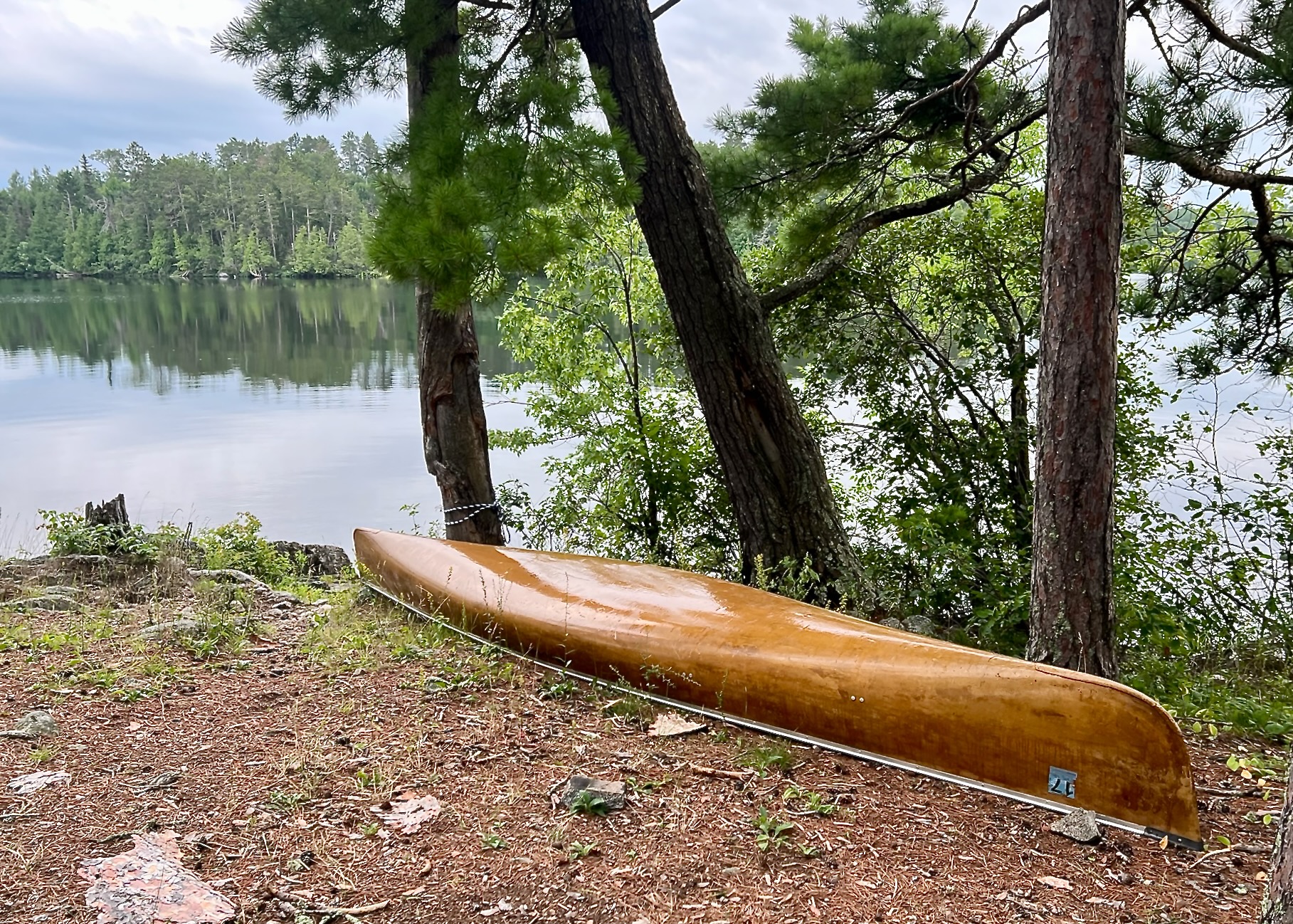 Canoe in camp on Canadian Point of Basswood Lake 2025-08-08 19:18