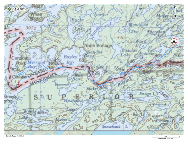 Basswood Lake, Newfound Lake, Birch Lake, Carp Lake. 16.5 miles