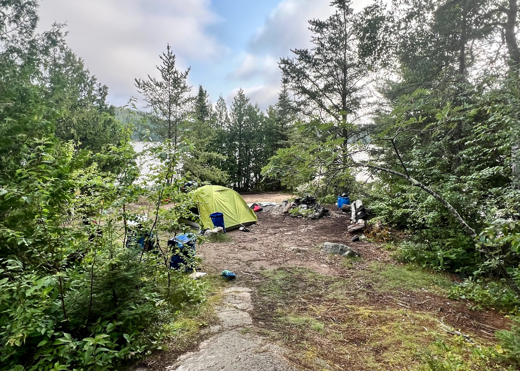 View on camp on Ottertrack Lake 2025-08-11 08:31
