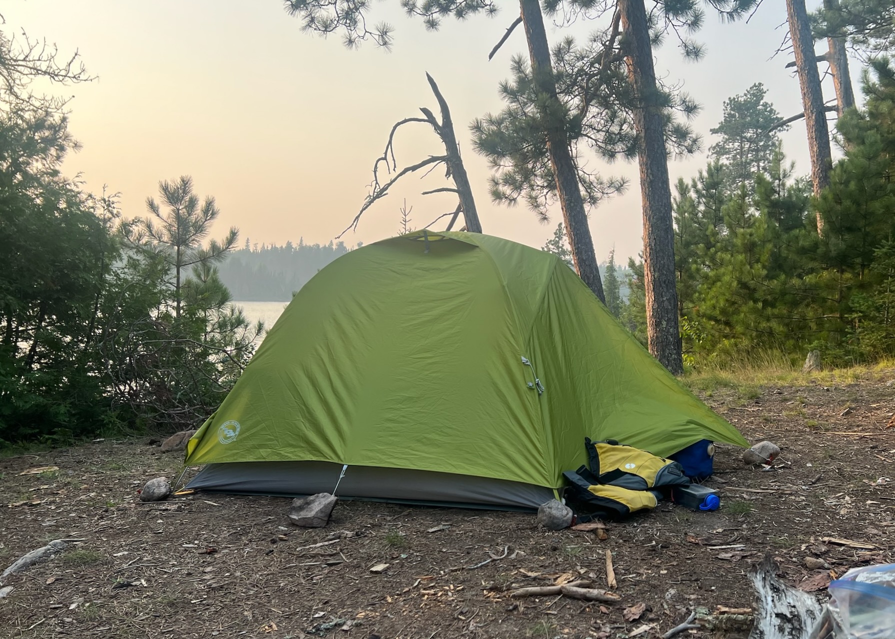 View of tent on Saganagons Lake 2025-08-11 18:56