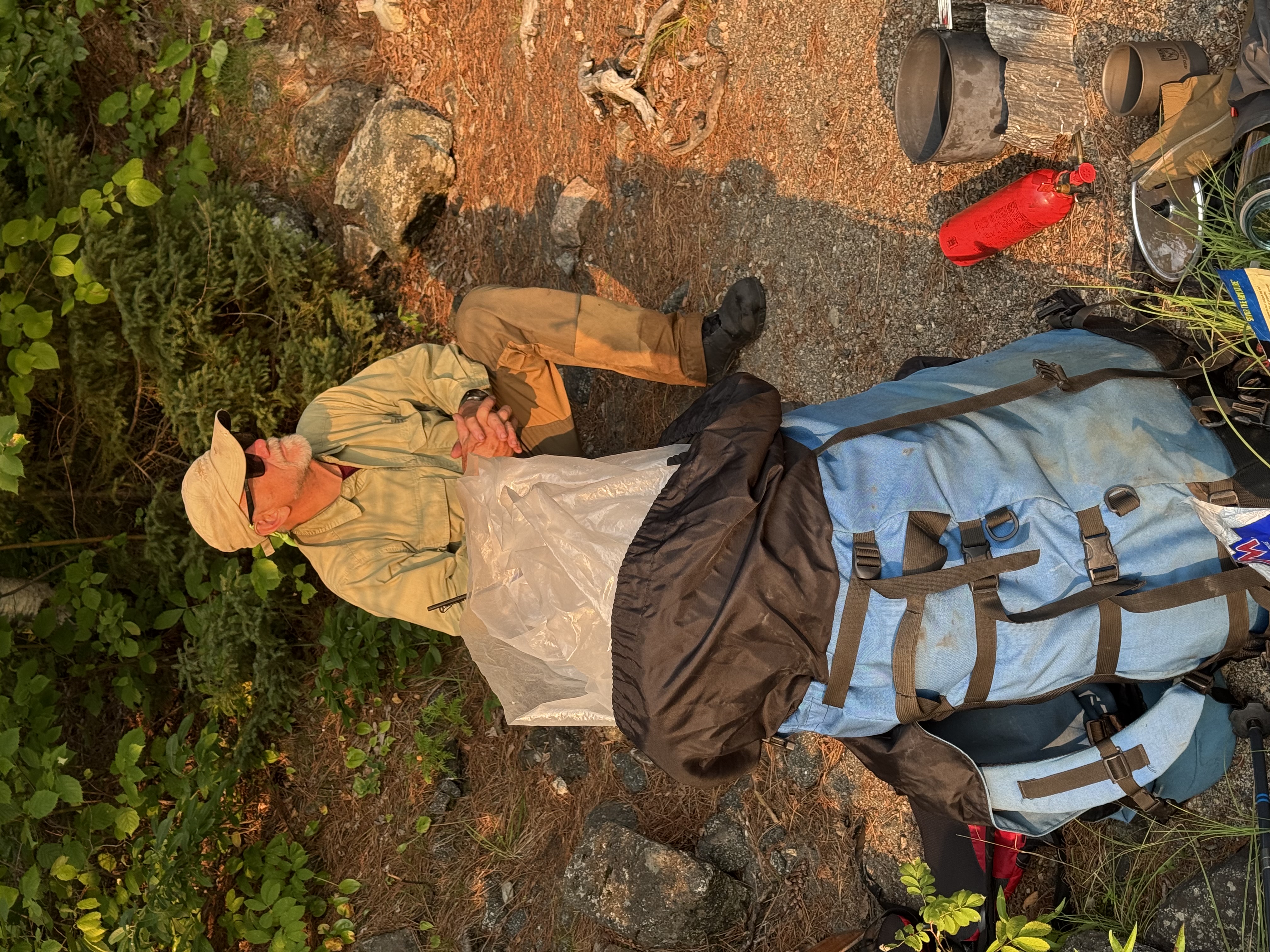 Royce with dinner at downstream end of Little Falls 2025-08-12 18:37