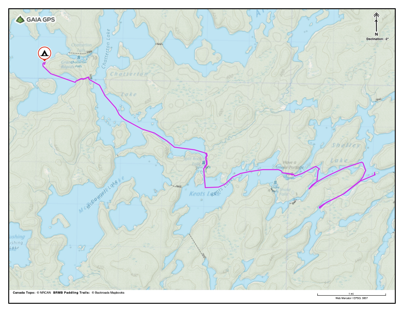 Shelley Lake, Keats Lake, Split Rock Falls, Chatterton Lake, Russell Lake.
10.2 miles