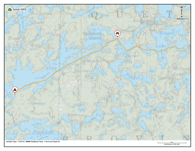 Russell Lake, Sturgeon Lake. 15.5 miles
